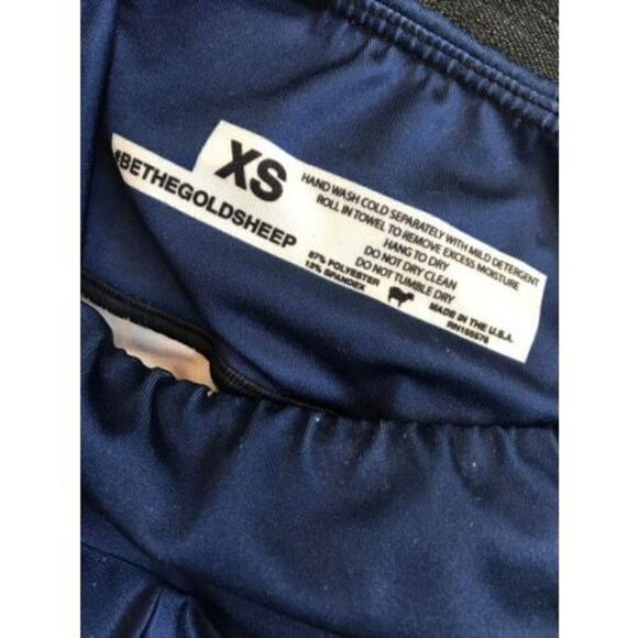 Goldsheep Lucky Stripe Long Leggings XS Blue Rainbow Stretch Pullon - Picture 6 of 6